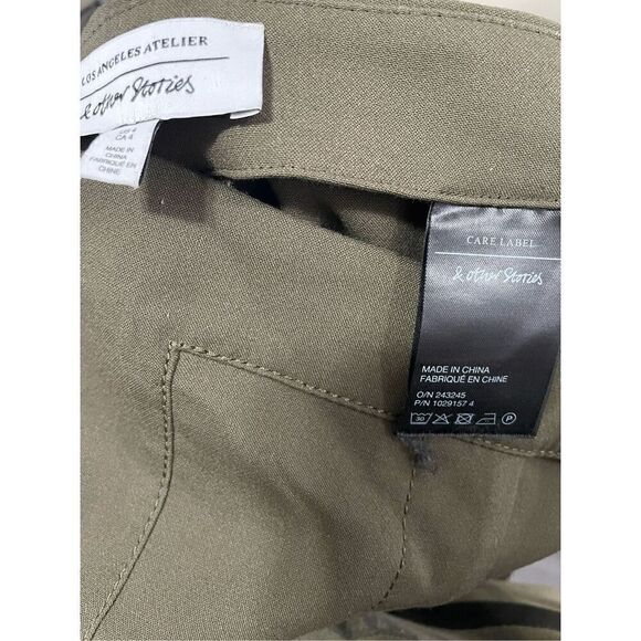& Other Stories soft flare trousers olive green size US 4 - Picture 3 of 6